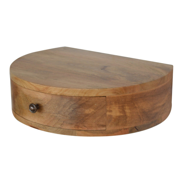 Wall Mounted Rounded Bedside - Brown, Wood