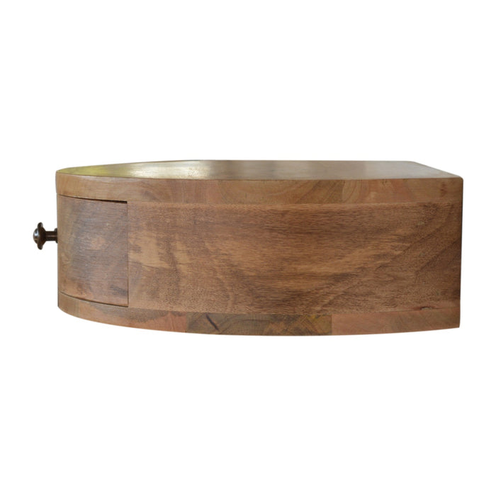 Wall Mounted Rounded Bedside - Brown, Wood