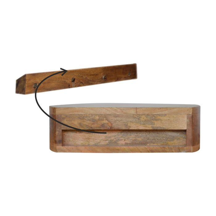 Wall Mounted Rounded Bedside - Brown, Wood