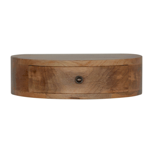 Wall Mounted Rounded Bedside - Brown, Wood