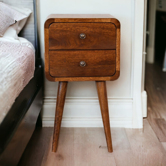 Mini Chestnut Curved Bedside