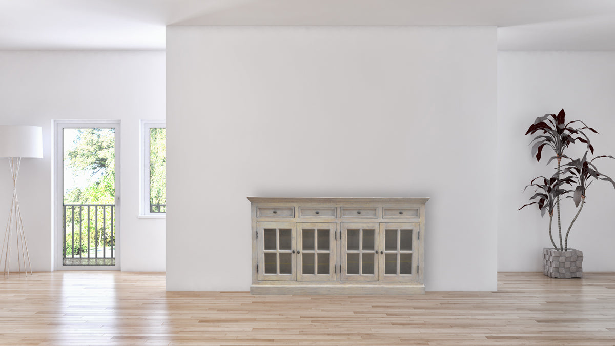 Stone Acid Wash Glazed Sideboard - Grey, Wood