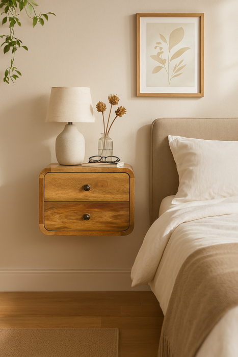 Mini Curve Oak-ish Floating Bedside