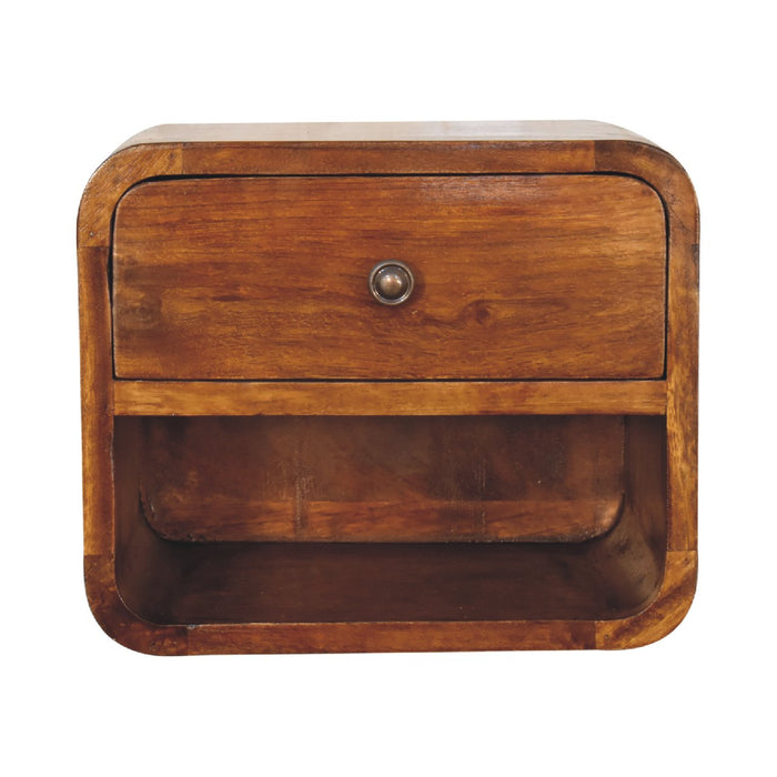 Mini Curve Floating Bedside - Brown, Wood