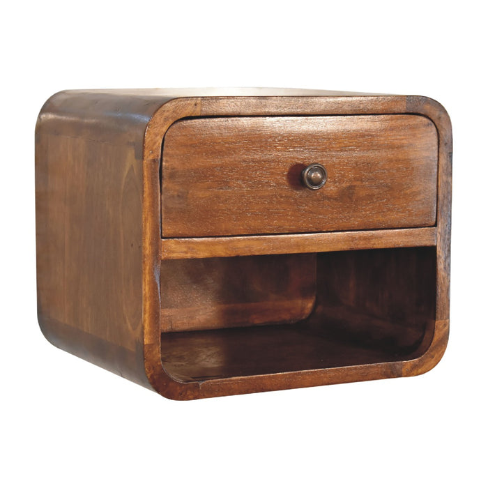 Mini Curve Floating Bedside - Brown, Wood