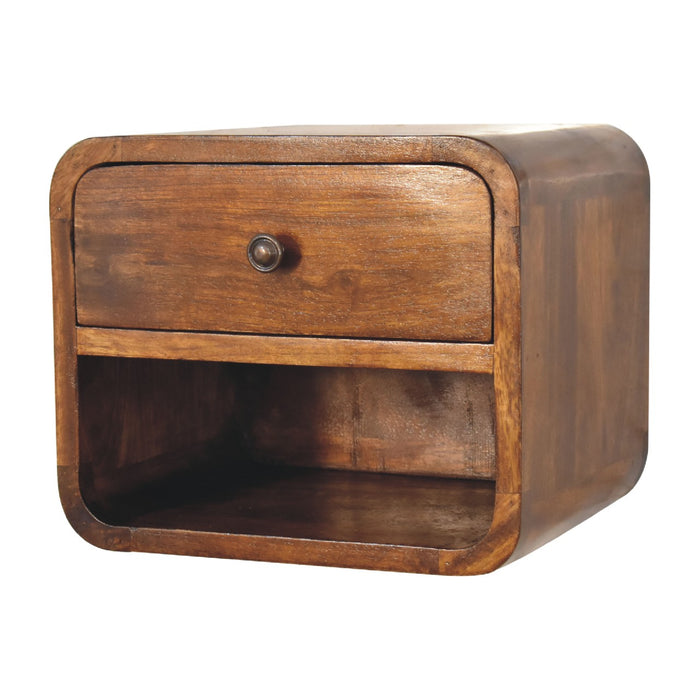 Mini Curve Floating Bedside - Brown, Wood