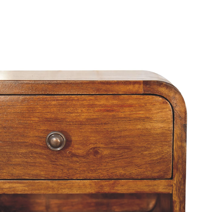 Mini Curve Floating Bedside - Brown, Wood