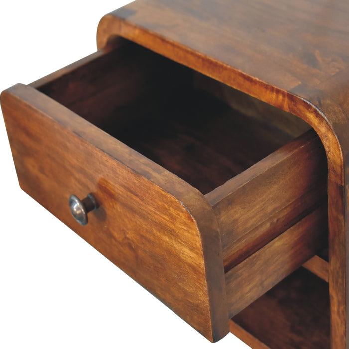 Mini Curve Floating Bedside - Brown, Wood
