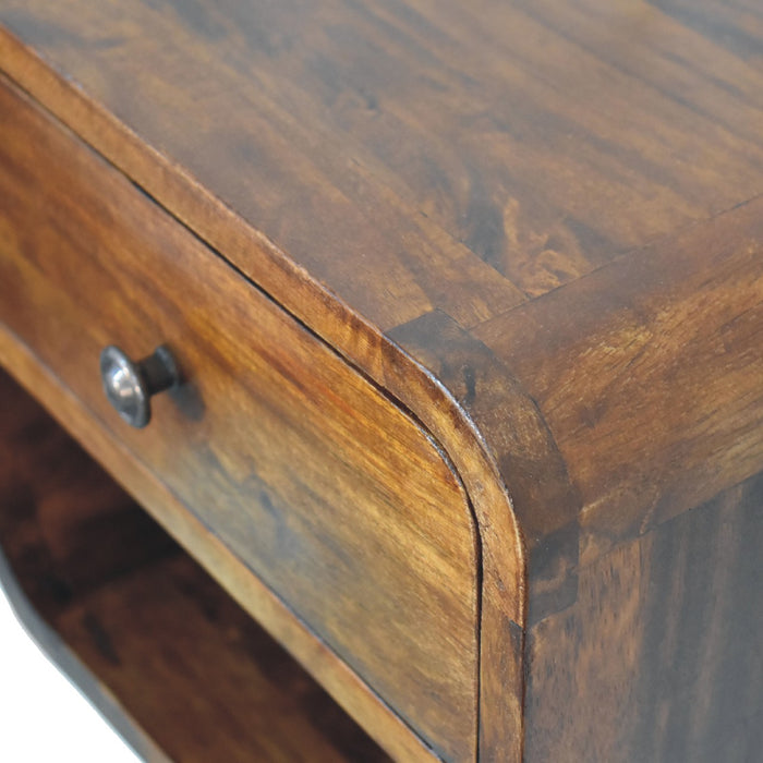 Mini Curve Floating Bedside - Brown, Wood
