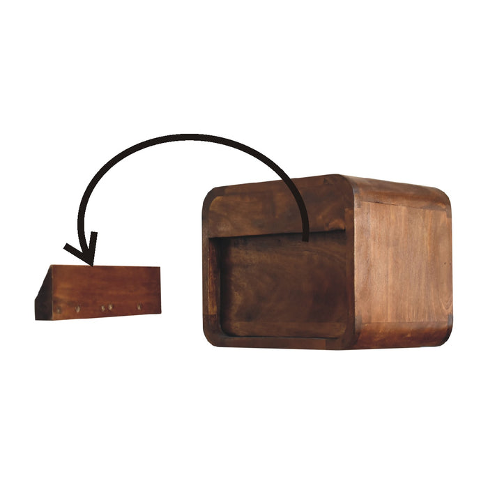 Mini Curve Floating Bedside - Brown, Wood
