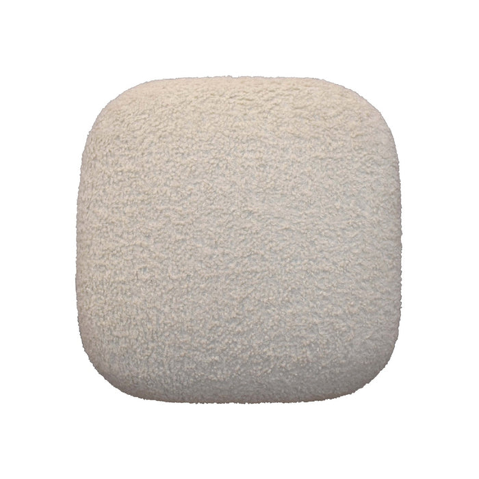 Boucle Cream Square Footstool - Cream, Fabric