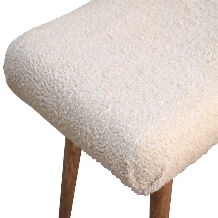 Boucle Cream Curved Bench - Cream, Fabric