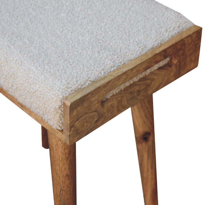 Boucle Cream Tray Style Footstool - Cream, Fabric