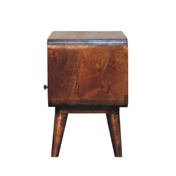Mini Chestnut Curved Media Unit - Brown, Wood