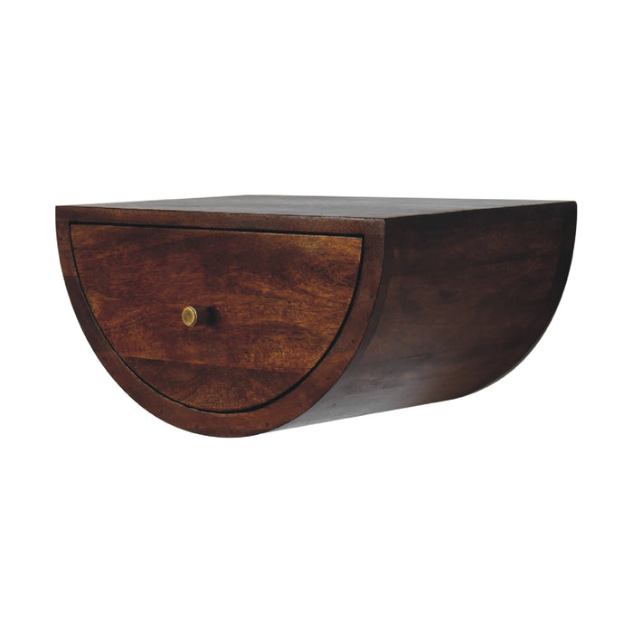 Chestnut Crescent Floating Bedside - Brown, Wood