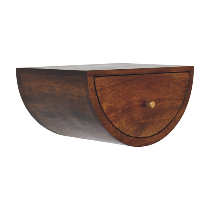 Chestnut Crescent Floating Bedside - Brown, Wood