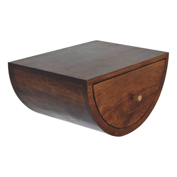 Chestnut Crescent Floating Bedside - Brown, Wood