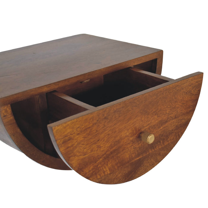 Chestnut Crescent Floating Bedside - Brown, Wood