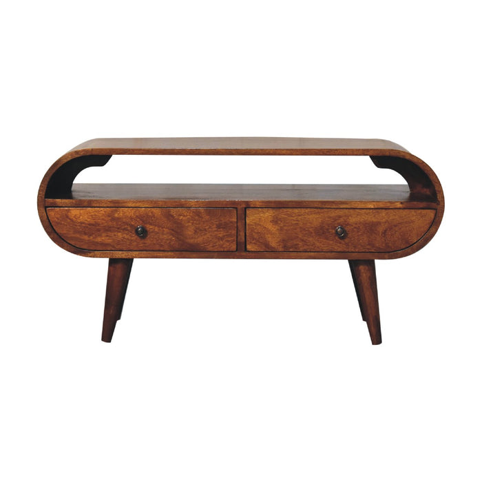 Chestnut Circular TV Stand - Brown, Wood