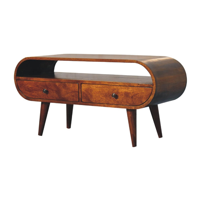 Chestnut Circular TV Stand - Brown, Wood