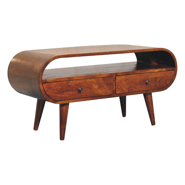 Chestnut Circular TV Stand - Brown, Wood
