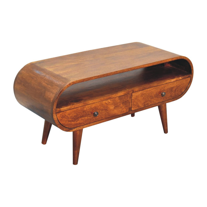 Chestnut Circular TV Stand - Brown, Wood