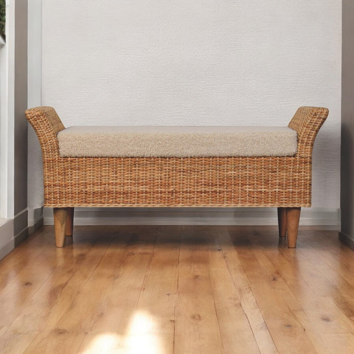 Riviera Woven Bench - Brown, Wood