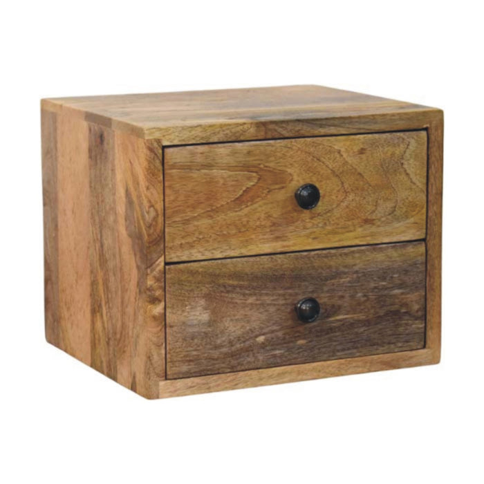 Solis 2-Drawer Oak-ish Wall Mounted Nightstand - Natural, Wood