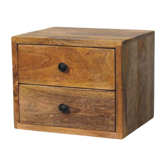 Solis 2-Drawer Oak-ish Wall Mounted Nightstand - Natural, Wood