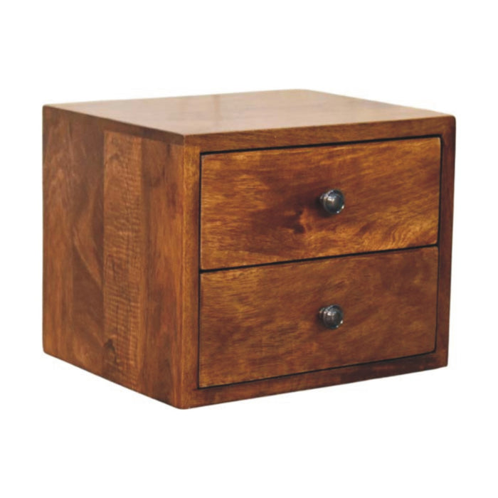 Solis 2-Drawer Chestnut Wall Mounted Nightstand - Brown, Wood