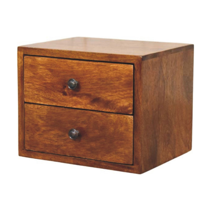 Solis 2-Drawer Chestnut Wall Mounted Nightstand - Brown, Wood