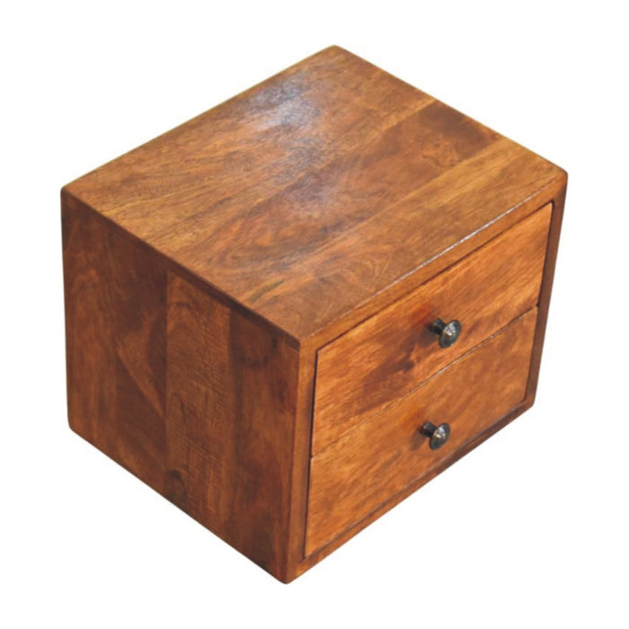 Solis 2-Drawer Chestnut Wall Mounted Nightstand - Brown, Wood