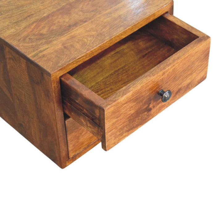 Solis 2-Drawer Chestnut Wall Mounted Nightstand - Brown, Wood