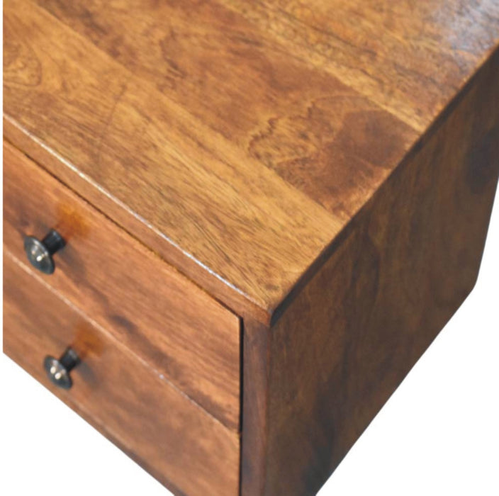 Solis 2-Drawer Chestnut Wall Mounted Nightstand - Brown, Wood