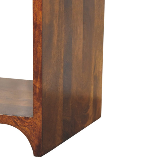 Newton Mini Chestnut Nightstand with a drawer and open shelf