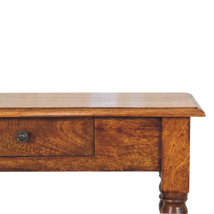 Turned Legs 1 Drawer Chestnut Console - Brown, Wood