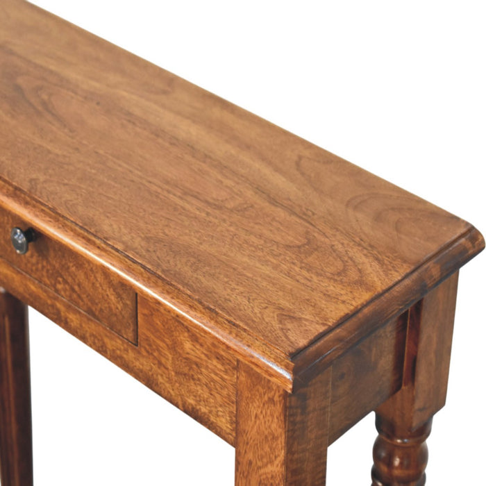 Turned Legs 1 Drawer Chestnut Console - Brown, Wood