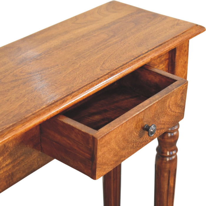 Turned Legs 1 Drawer Chestnut Console - Brown, Wood