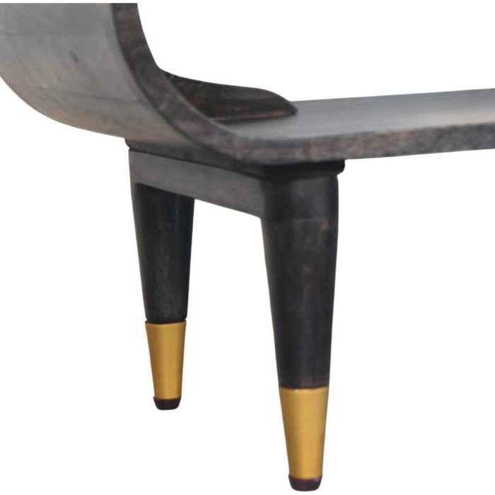 Velvet Mocha Curved Edge Console with Brass Accents - Wood