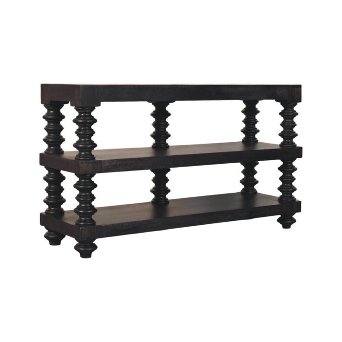 Spindle Shelf Console in Carbon Ash - Black, Wood