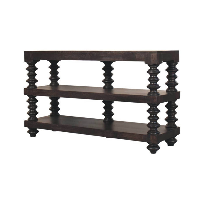 Spindle Shelf Console in Carbon Ash - Black, Wood