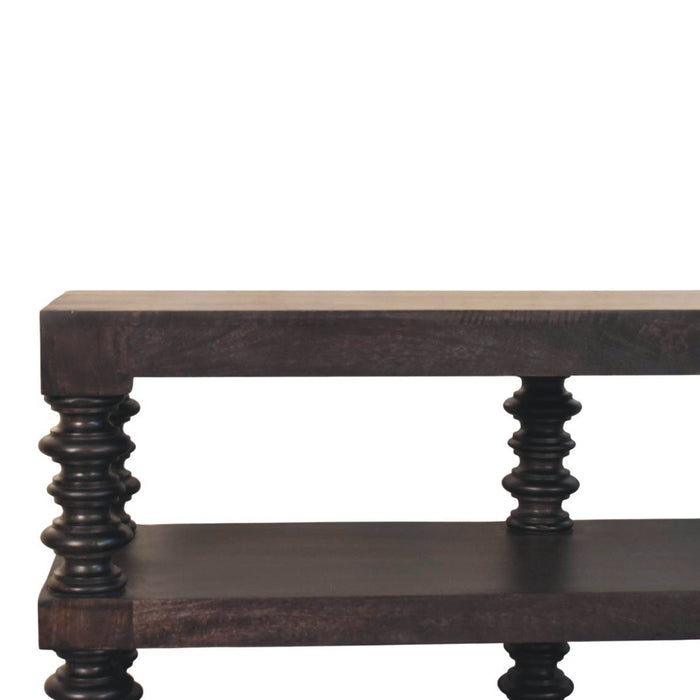 Spindle Shelf Console in Carbon Ash - Black, Wood