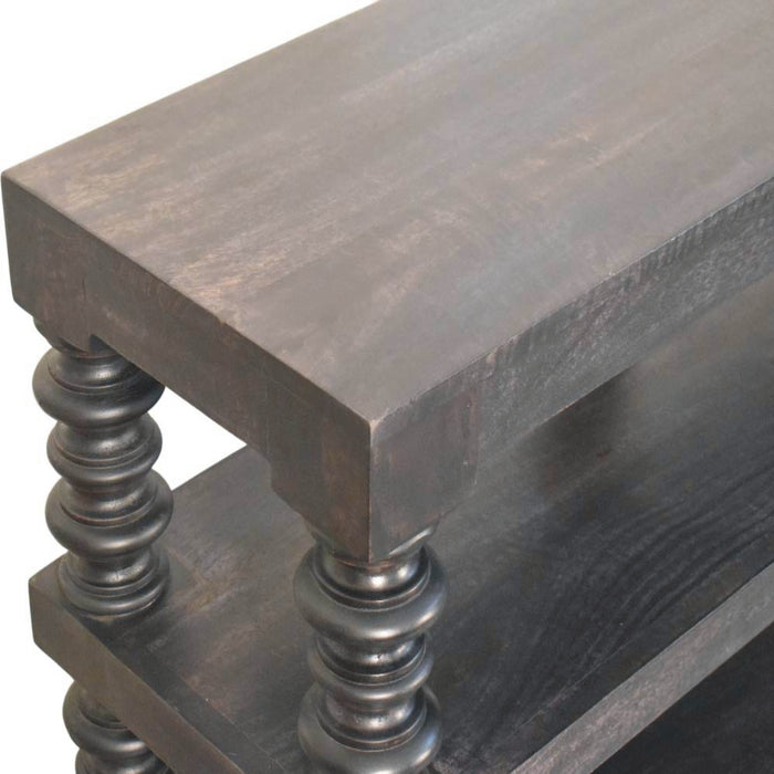 Spindle Shelf Console in Carbon Ash - Black, Wood
