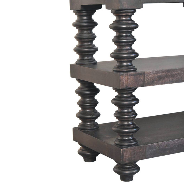 Spindle Shelf Console in Carbon Ash - Black, Wood