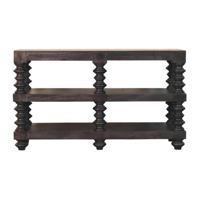 Spindle Shelf Console in Carbon Ash - Black, Wood