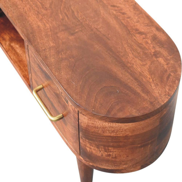 Valenza Curved Media Console - Brown, Wood
