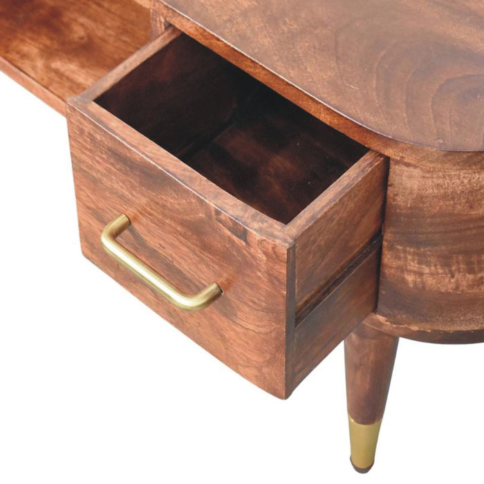 Valenza Curved Media Console - Brown, Wood