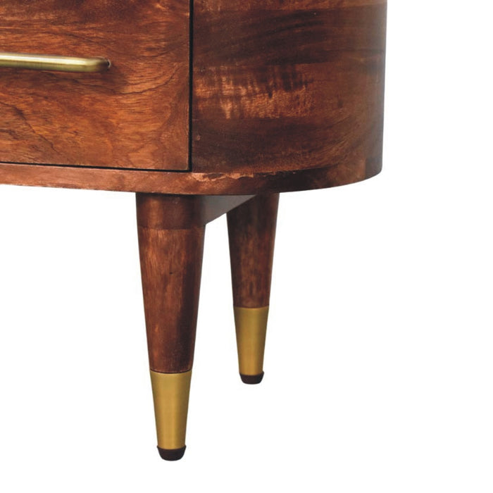 Valenza Curved Media Console - Brown, Wood