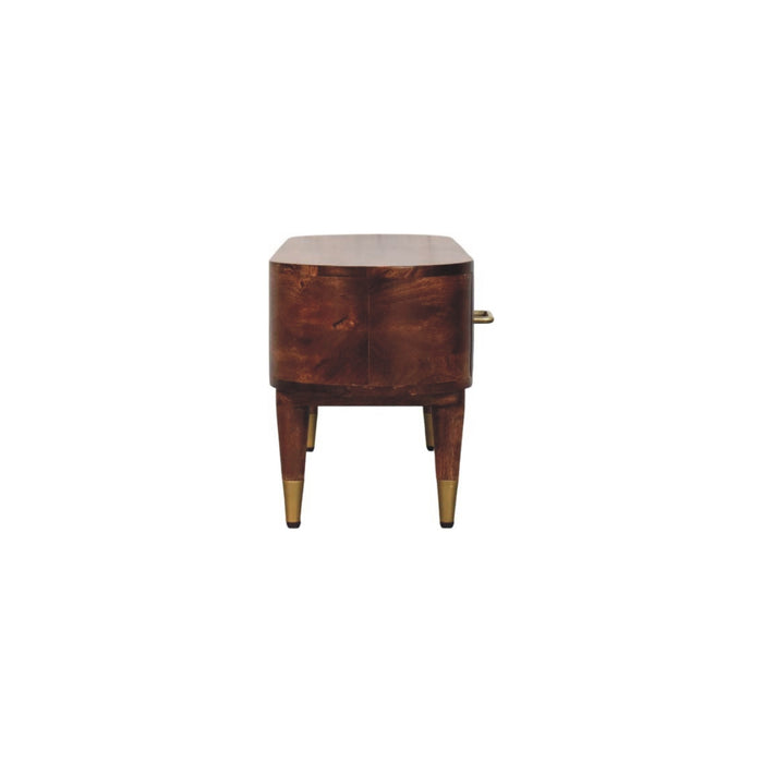 Valenza Curved Media Console - Brown, Wood