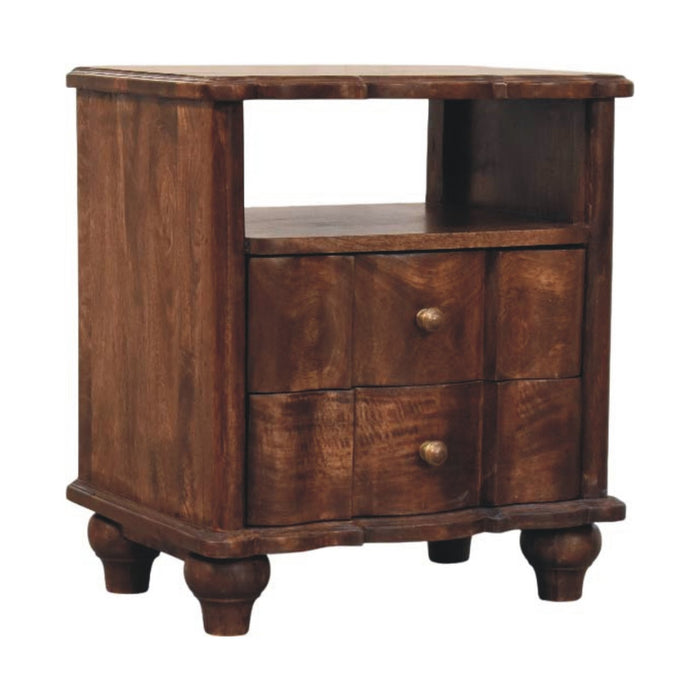 Lume Roasted Shelf Bedside Table - Brown, Wood